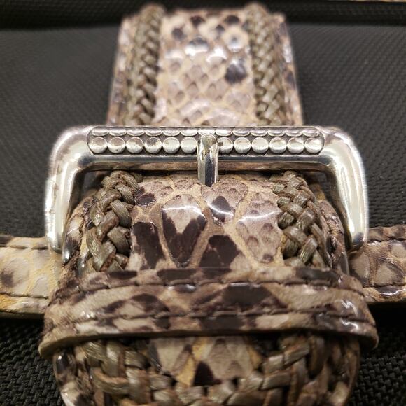 Womens Brighton Handbag Faux Python Trim Shoulder Bag Black Snakeskin Purse - Picture 14 of 16